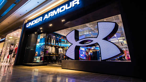 View of Under Armour's Las Vegas Brand House storefront.